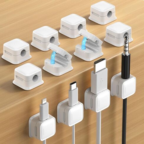 16 حزمة منظم سلك مغناطيسي، إدارة كابلات لاصقة سهلة وآمنة، إدارة منظم حامل الأسلاك، إخفاء أو تنظيم كابل شاحن USB للهاتف للمنزل والمكتب والسيارة والمكتب ومنضدة - أبيض in Saudi Arabia