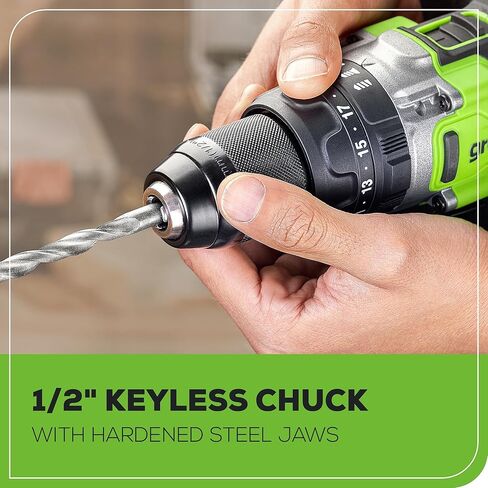 Greenworks 24V Brushless 1/2" Hammer Drill (Metal Chuck /1240 in.-lbs. /23 Clutch Position/28,000 BPM/LED Light), Tool Only in Kuwait