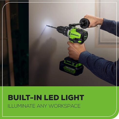 Greenworks 24V Brushless 1/2" Hammer Drill (Metal Chuck /1240 in.-lbs. /23 Clutch Position/28,000 BPM/LED Light), Tool Only in Kuwait