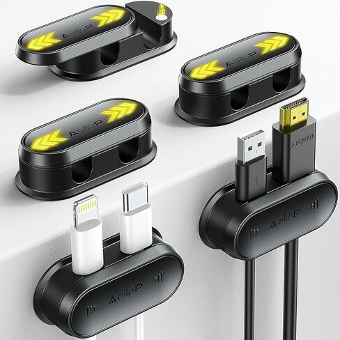 Cord Organizer Cable Holder Clips - Aollop 6 Pack Magnetic Cable Clips [Both Sides 1s Smooth Push] Strong Adhesive Cable Management Hide or Organize Wire Charger Holder for Nightstand Wall Car Office in Saudi Arabia