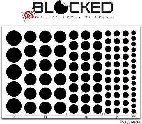 Blocked Webcam/Camera Vinyl Covers | 57 Low-Tack Restickable Webcam Sticker | 3-Sizes | Black 57-Pack Hearts (Muted Matte) in Saudi Arabia