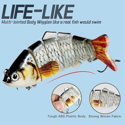 Fishing Lures for Freshwater and Saltwater, Lifelike Swimbait for Bass Trout Crappie Walleye Pike, Slow Sinking Bass Fishing Lure,Family Fishing Gear Plugs,3pcs(13.5cm-23g) in Saudi Arabia