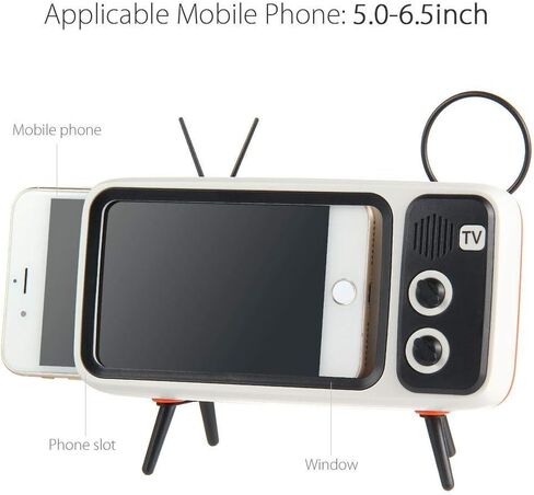 UnnFiko Wireless Bluetooth Speakers Retro TV Style Stand Holder, Cartoon Desktop Bracket Desk Mount, Universal for Samsung iPhone 12 13 14 11 Pro Max (TV Brown Bluetooth) in Kuwait