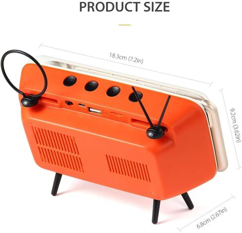UnnFiko Wireless Bluetooth Speakers Retro TV Style Stand Holder, Cartoon Desktop Bracket Desk Mount, Universal for Samsung iPhone 12 13 14 11 Pro Max (TV Brown Bluetooth) in Kuwait