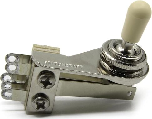Switchcraft 3-Way Right Angle "L-Type" تبديل التبديل مع طرف Switchcraft حقيقي - أسود، أبيض، كريمي أو كهرماني - للجيتار الكهربائي (طرف أسود) in Saudi Arabia