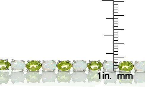 Ice Gems Sterlilng Silver Gemstone and Created White Opal 7x5mm Oval-Cut Tennis Bracelet in Kuwait
