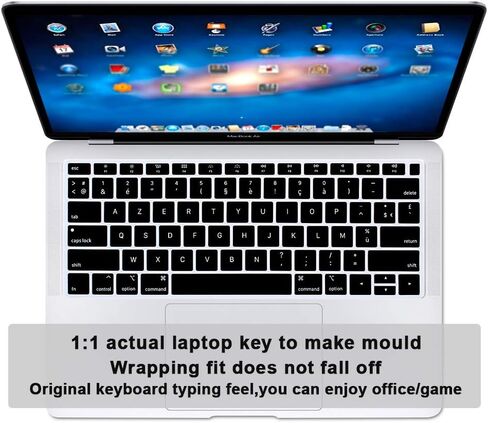 Arabic Language Silicone Keyboard Cover Skin for MacBook Air 13 with Retina Display and Touch ID 2020 2019 2018 Model A1932 Keyboard Protector Skin (US Versions),Black in Kuwait