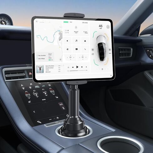 APPS2Car Tablet Holder for Car, Cup Holder Mount with Adjustable Clamp (Up to 9.9"), 10.57" Height Adjustable iPad Holder for 4.7"-13" Cell Phones & Tablets, Perfect Travel Companion in Saudi Arabia