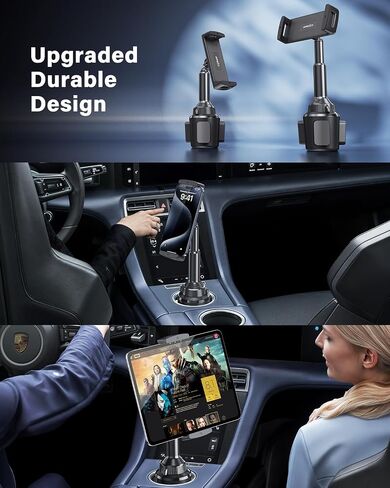APPS2Car Tablet Holder for Car, Cup Holder Mount with Adjustable Clamp (Up to 9.9"), 10.57" Height Adjustable iPad Holder for 4.7"-13" Cell Phones & Tablets, Perfect Travel Companion in Saudi Arabia