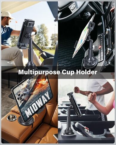 APPS2Car Tablet Holder for Car, Cup Holder Mount with Adjustable Clamp (Up to 9.9"), 10.57" Height Adjustable iPad Holder for 4.7"-13" Cell Phones & Tablets, Perfect Travel Companion in Saudi Arabia