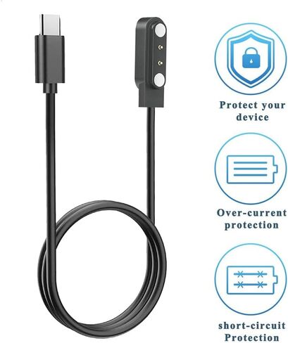 Charger for GloryFit T80 T70 T60 T50 P99 P98 Smart Watch, [Pin Spacing 4mm] USB-C Magnetic Charging Cable for Puqo T80, CASCHO T70/P98, Matast T60/P99, uaue T60/T50, Tikland T60/P98 Smartwatch(Type-C) in Kuwait