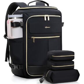 Travel Backpack for Women, 40L Carry On Backpacks Flight Approved, 18x14x8 Inches Personal Item Travel Bag, Large Backpack for Travel fits 17.3" Laptop, Waterproof Weekender Bag