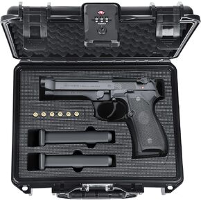 TSA Approved Firearm Travel Case for Beretta 92FS/M9/92A1/96A1, Waterproof Lockable Gun Cases for Handguns, Hard Pistol Case for 9mm Beretta Gun Storage & Transport