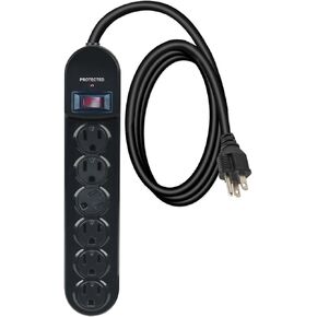 Surge Protector Power Strip with 6ft Extension Cord, 510 Joules, Straight Plug, Safety Cover,Integrated Circuit Breaker,PS-636, White,UL Listed