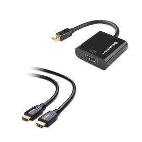 Cable Matters Active Mini DisplayPort to HDMI Adapter (Active Mini DP to HDMI) Supporting Eyefinity Technology 4K Resolution & Premium Certified HDMI to HDMI Cable