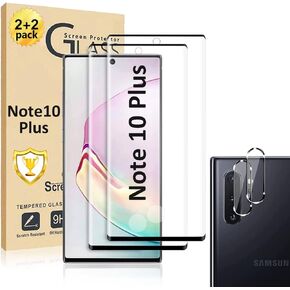 Galaxy Note 10 Plus Screen Protector, Note 10 Plus Tempered Glass Screen Protector【2+2 Pack】 Camera Lens Protector, 9H Hardness Tempered Glass Screen Protector for Samsung Galaxy Note 10 Plus