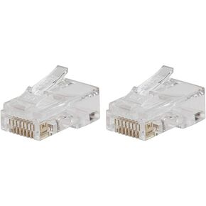 Klein Tools VDV826-729 Pass-Thru Modular Data Plugs, RJ45-CAT6, 20-Pack, Gold Plated, Power Over Ethernet-FCC-UL-RoHS Compliant, For Solid or Stranded Cable