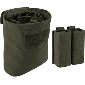 KRYDEX Molle Dump Pouch Roll-Up and Double Pistol Mag Pouches Ranger Green