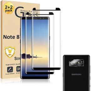 Galaxy Note 8 Screen Protector, Tempered Glass Screen Protector, 2 Pack Camera Lens Protector, 3D Glass 9H Hardness Tempered Glass Screen Protector for Samsung Galaxy Note 8【2+2 Pack】