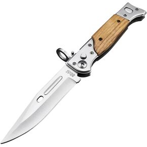HUAAO 8.66 Inch Camping Knife Portable Folding Pocket Knife Speed Safe Assisted Opening Knives Outdoor Hunting Tactical EDC Survival Self Defense Tools AK47 Flipper Knives for Hiking,Gift for Men