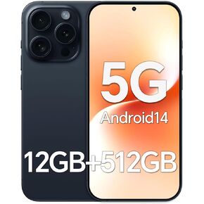 Unlocked Phones P16 Promax, 6.7" HD Screen Cell Phone with Android 14, 12GB+512GB, 108MP+48MP Camera Unlocked Smartphone, 7000mAh Battery/5G/Dual Sim/Face ID/GPS, Blue
