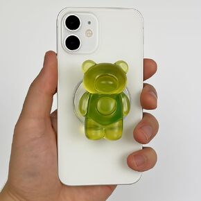 Cute 3D Gummy Bear Phone Grip Stand - Collapsible Magnetic Finger Holder for Back of Phone - Anti-Slip & Comfortable to Hold - Easy to Attach or Remove Accessories for Cellphones & Tablets - Purple