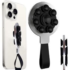 Silicone Double Sided Universal Phone Holder, Suction Octo Cup Buddy Sticky Grip Cellphone Case Mount Compatible with iPhone, Aluminum Alloy Stand for Selfie Video Tiktok Gym Shower Kitchen