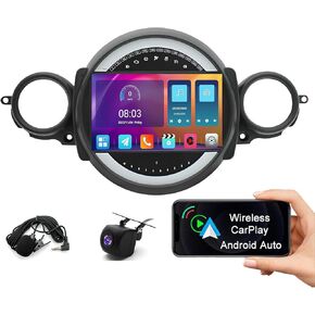 Stereber Android 13 Car Radio Stereo ، 9 '' Screen Double Din Car Audio Multimedia Treeiver for Mini Cooper R56 2007-2014 مع ارتباط مرآة Carplay & Android Auto GPS WiFi Bluetooth [2+32g]