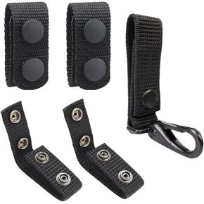 Tactical Duty Belt Keeper Set (5 Pack) with Double Snaps & Key Clip, Heavy Duty Nylon Webbing for 2"-2.25" Belt for Police, Security, EMT, Firefighters and Hunting Equipment Accessories