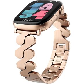 Premium Rose Gold Stainless Steel Band for Apple Watch Men Women - Durable Secure Clasp, Elegant Strap Bracelet for 38mm 40mm 41mm 42mm 44mm 45mm 46mm 49mm iWatch Series 1 2 3 4 5 6 7 8 9 10 SE Ultra
