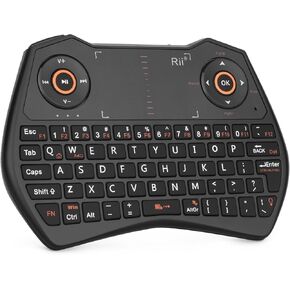 Rii 2.4GHz Mini Wireless Keyboard with Touchpad＆QWERTY Keyboard, Backlit Portable Keyboard Wireless with Remote Control,Built-in Mic and Headphone Port for Online Voice Communication,K28 (White)