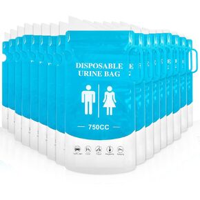 DIVINA VITAE 20Pcs Disposable Urine Bags Portable Urinal for Women Men, 750ml Travel Potty Bags Emergency Vomit Bags for Camping, Traffic Jams, Pregnant, Patients, Hiking and Kids
