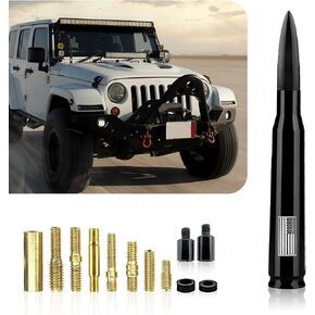 1 PC Car Bullet Antenna, American Flag Printed Alloy Waterproof Stable Signal Receiving Equipment, Personalized Appearance External Antenna, for Ford F150 Wrangler Jeep Chevrolet (Black)