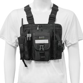 Walkie Talkie Chest Harness Chest Front Single Pack Pouch Holster Vest Rig for Baofeng UV5R Kenwood MOTOROLA APX6000 DEP450 CP1200 Two Way Radio Vest