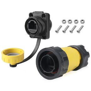 RJ45 Waterproof Connector, Cat6 RJ45 Ethernet Industrial Waterproof Connector, 8P8C Aviation Dual Port Connector, IP68 Signal Connector for Home, Industrial Network Connection