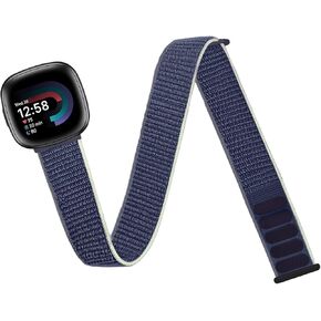 Nylon Sport Ankle/Arm Band Compatible with Fitbit Versa 4/Fitbit Versa 3 /Fitbit Sense 2/Fitbit Sense Bands,Elastic Nylon Braided Arm Strap Replacement Wristband for Women Men