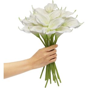 18 Pcs Artificial Flowers Calla Lily, Fake Flowers, 13.4" Realistic Plastic Flowers, Flowers for Decoration Suitable for Home Decor, Table Decor and Wedding Décor, White