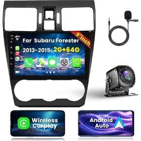 2+64G for Subaru Forester 2013 2014 2015 Android 13 for Car Radio, 9 Inch IPS Touch Screen Car Stereo with Wireless Carplay/Android Auto, DSP, Bluetooth5.2, Backup Camera, OBD2/DVR/TPMS