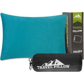 Camping Pillow Travel Pillow Small Shredded Memory Foam Pillow - Compressible Medium Firm, Breathable Cover, Ideal Backpacking Hiking, Airplane and Car