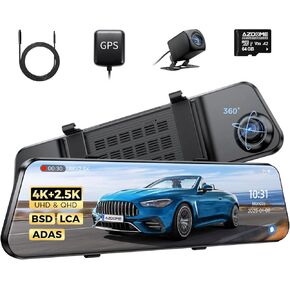 AZDOME PG17 Max Mirror Dash Cam with 20ft 4 Pin Extension Cable