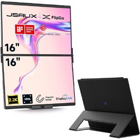 JSAUX FlipGo Pro 16" 2.5K Dual Screen Portable Monitor & Flex Folio