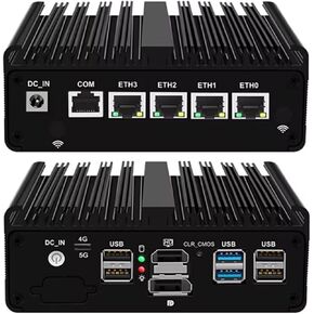 Firewall Micro Appliance N150（Upgraded N100, 4C/4T）,4X i226-V 2.5G Fanless Mini PC,6*USB,1*HDMI,1*DP 1*RJ45 COM,Industrial s Mini PC PVE ESXi