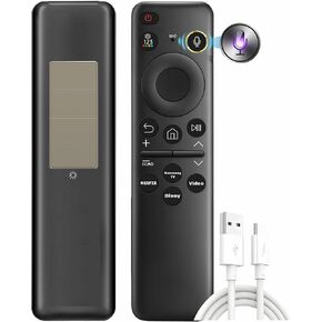 White Solar Voice Remote Replacement for Samsung Frame TV Remote, Bluetooth, Rechargeable, Solar Cell, Compatible with Samsung 2018-2025 Neo LED Smart 4K Ultra HD TV
