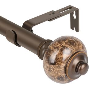 SCITOO Window Curtain Rods,3/4 Inch Polished Bronze Telescoping Curtain Rods for Windows 36-72 inch 2 pack Single curtain rod Marbled Finial in Kuwait