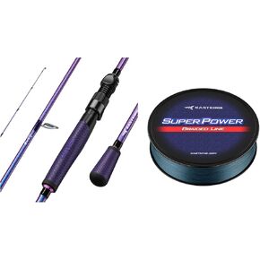 KastKing Royale Legend Pro Spinning Rod 2 pc7'2, Drop Shot & KastKing Superpower Braided Fishing Line, Gray, 15 LB, 150 Yds