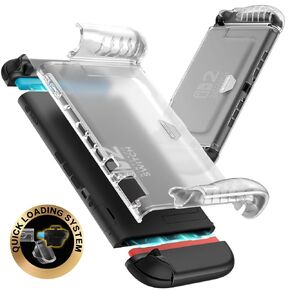 i-Blason for Nintendo Switch 2 Case 2025, Durable Slim Matte Clear Anti-Fingerprint Protective Hard Case with Dockable Comfortable TPU Grip Compatible with Joycon Controller & Docking Station - Black
