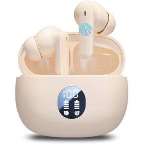 Wireless Earbuds Bluetooth, Ear Buds with Deep Bass, 48H Long Playtime, Power Display, IPX7 Waterproof in Ear Earphone with Mic for Phone Tablet Sports Workout (Black)