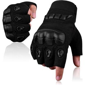 J.A.G. Half Finger Tactical Gloves for Men - Leather Hard Knuckle Sports Padded Gloves for Cycling, Hiking, Combat, Hunting, Motorcycle Gloves