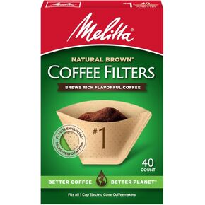 Melitta #1 Cone Coffee Filters, Unbleached Natural Brown, 40 Count (Pack of 12) 480 Total Filters Count - Packaging May Vary