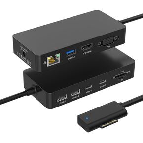 New MS Dock 2, 11 in 1 Docking Station with 4K@60HZ HDMI+VGA,Ethernet,USB-C/USB-A,SD/TF, for Pro 10/9/8/X/7/6/5/4/3, Laptop Go, Laptop 6-1, Book